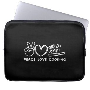 Peace, Love Cooking Retro Cooking Lover Chef Food  Laptop Sleeve