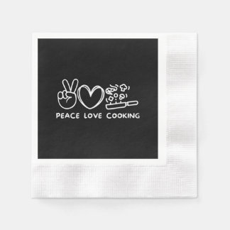 Peace, Love Cooking Retro Cooking Lover Chef Food  Napkin