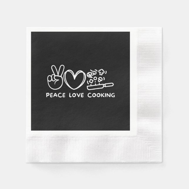 Peace, Love Cooking Retro Cooking Lover Chef Food  Napkin (Front)