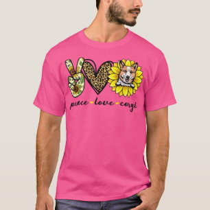 Peace Love Corgi Dog Sunflower 1012 T-Shirt