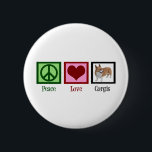 Peace Love Corgi Photograph 6 Cm Round Badge<br><div class="desc">A cute Christmas gift for corgi owners featuring a pretty green peace sign,  red heart,  and a beautiful pembroke welsh corgi dog.</div>
