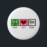 Peace Love Corgi Photograph 6 Cm Round Badge<br><div class="desc">A cute Christmas gift for corgi owners featuring a pretty green peace sign,  red heart,  and a beautiful pembroke welsh corgi dog.</div>