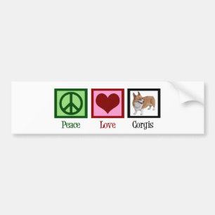 Peace Love Corgi Photograph Bumper Sticker