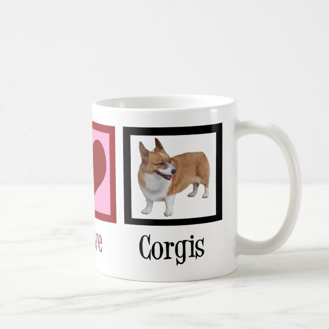 Peace Love Corgi Photograph Coffee Mug (Right)