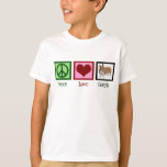 Peace Love Corgi Photograph Kids T-Shirt<br><div class="desc">A cute Christmas gift for corgi owners featuring a pretty green peace sign,  red heart,  and a beautiful pembroke welsh corgi dog.</div>