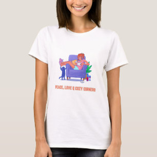 Peace, Love & Cosy Corners Cosy Aesthetic Home T-Shirt