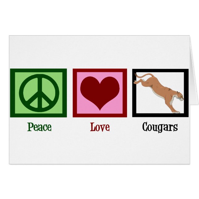 Peace Love Cougars Card (Front Horizontal)