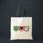 Peace Love Cougars Tote Bag<br><div class="desc">Pretty Cougars design that makes a great gift for a Cougars fan. A peace sign,  heart,  and a leaping cougar.</div>