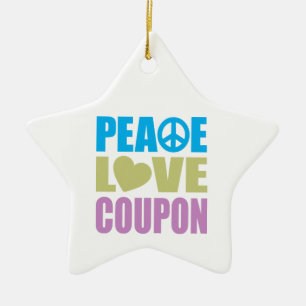 Peace Love Coupon Ceramic Tree Decoration