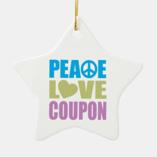 Peace Love Coupon Ceramic Tree Decoration