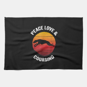 Peace Love _ Coursing Vintage Greyhound Hunting Tea Towel