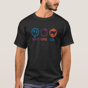 Peace Love Cow Women Mens Animal Barn Animal T-Shirt