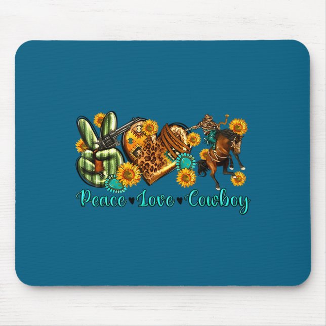 Peace Love Cowboy Western Rodeo Rodeo Life Western Mouse Mat (Front)