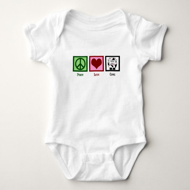 Peace Love Cows Cute Baby Bodysuit (Front)