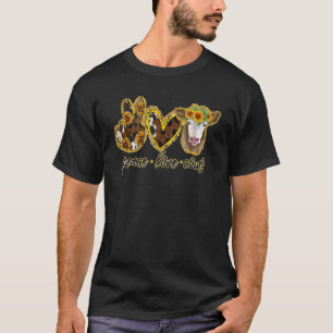 Peace Love Cows Sunflower Farm Animals Watercolor T-Shirt