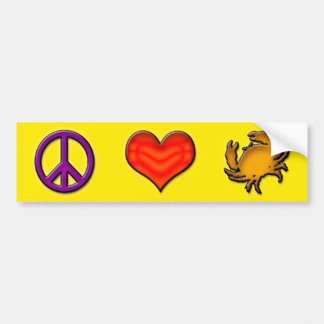 PEACE - LOVE - CRABS BUMPER STICKER (Front)