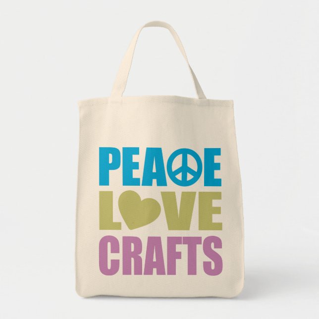 Peace Love Crafts Tote Bag (Front)