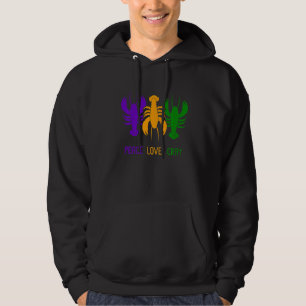 Peace Love Crayfish Lobster Fan Crawfish Mardi Gra Hoodie