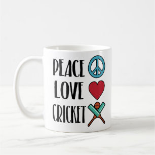 Peace Love Cricket Cute Coffee Mug Player Sports