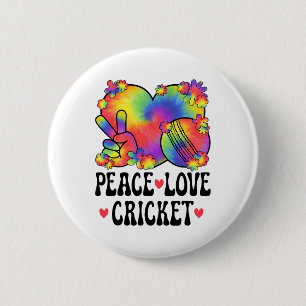 Peace Love Cricket Lover 60s 70s Hippie Outfit Cut 6 Cm Round Badge