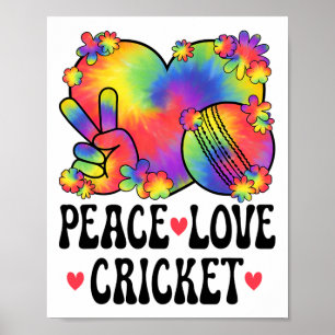 Peace Love Cricket Lover 60s 70s Hippie Outfit Cut Poster