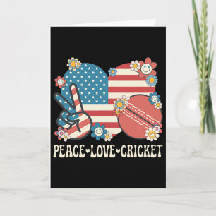 Peace Love Cricket Lover American Flag Patriotic C Card