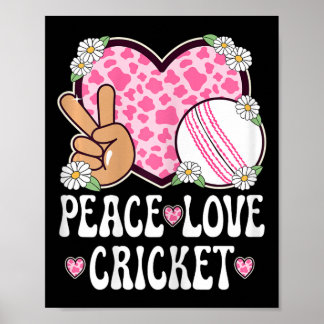 Peace Love Cricket Lover Cow Print Women Girls Cut