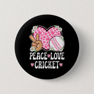 Peace Love Cricket Lover Cow Print Women Girls Cut 6 Cm Round Badge