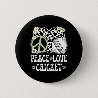 Peace Love Cricket Lover Cow Print Women Girls Cut 6 Cm Round Badge