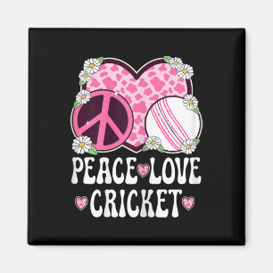 Peace Love Cricket Lover Cow Print Women Girls Cut Magnet