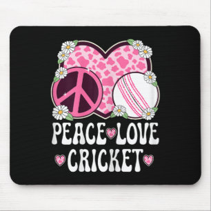 Peace Love Cricket Lover Cow Print Women Girls Cut Mouse Mat