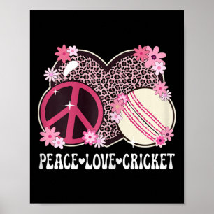 Peace Love Cricket Lover Leopard Print Women Girls