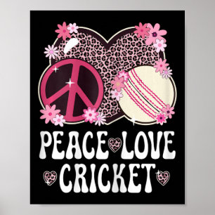 Peace Love Cricket Lover Leopard Print Women Girls