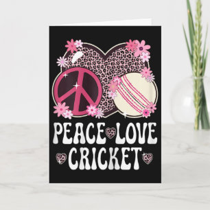Peace Love Cricket Lover Leopard Print Women Girls Card
