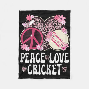 Peace Love Cricket Lover Leopard Print Women Girls Fleece Blanket