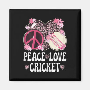 Peace Love Cricket Lover Leopard Print Women Girls Magnet
