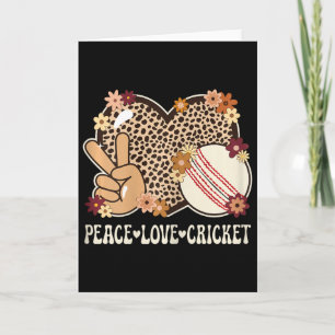 Peace Love Cricket Lover Outfit Cheetah Print Wome Card