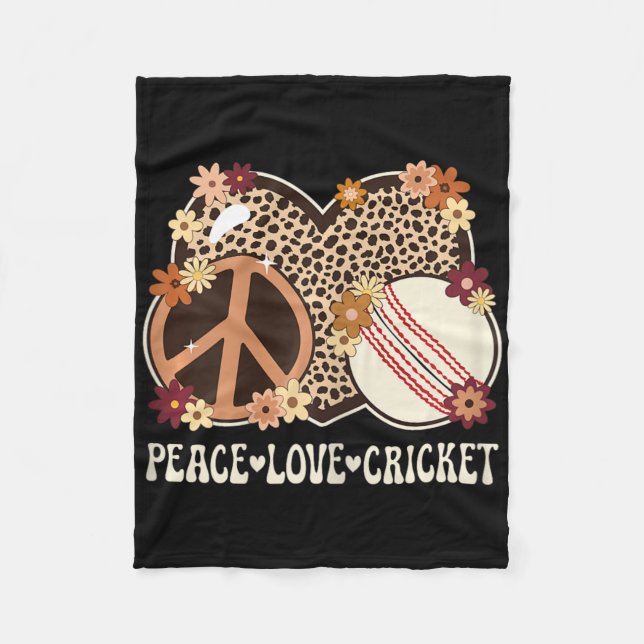 Peace Love Cricket Lover Outfit Cheetah Print Wome Fleece Blanket (Front)