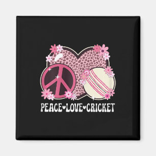 Peace Love Cricket Lover Outfit Cheetah Print Wome Magnet