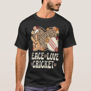 Peace Love Cricket Lover Outfit Cheetah Print Wome T-Shirt