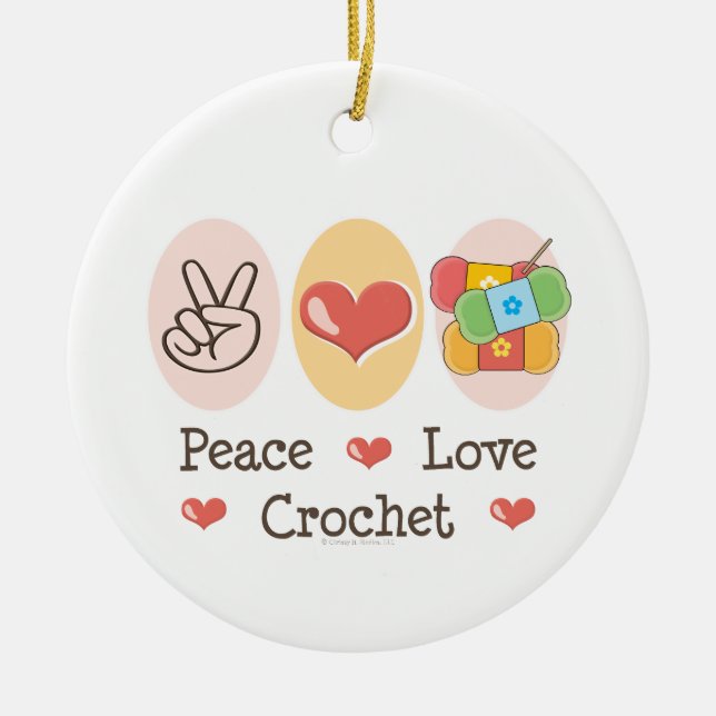 Peace Love Crochet Ornament (Front)