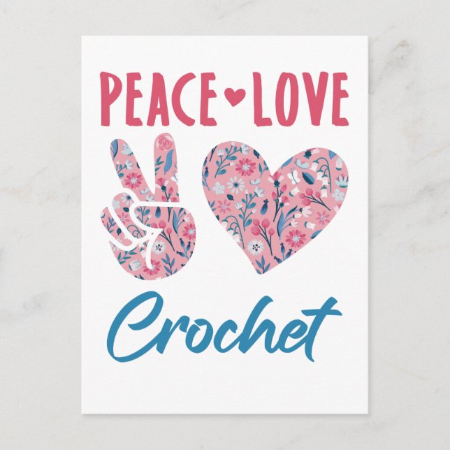 Peace Love Crochet Postcard (Front)