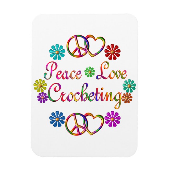 PEACE LOVE CROCHETING MAGNET (Vertical)