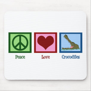 Peace Love Crocodiles Mouse Mat