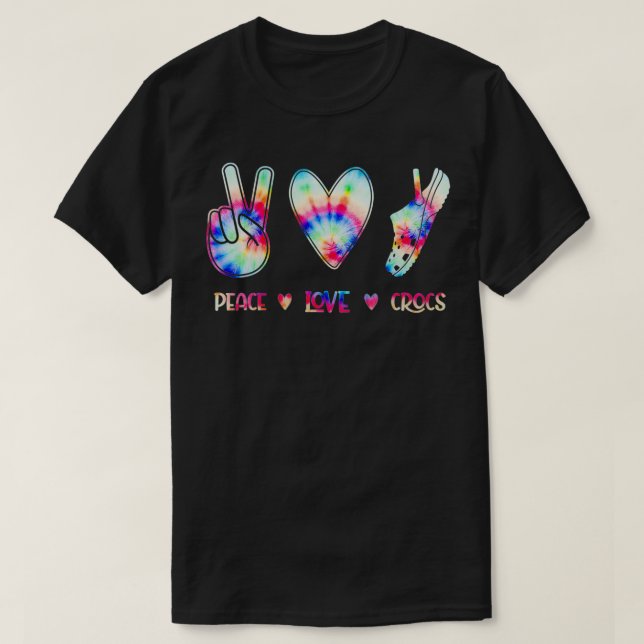 Peace Love Crocs Funny Gift for Family Xmas Pyjama T-Shirt (Design Front)
