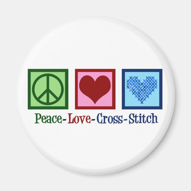 Peace Love Cross Stitch Magnet (Front)
