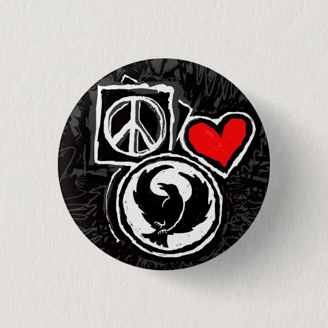 Peace, Love, Crowfoot 3 Cm Round Badge (Front)