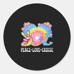 Peace Love Cruise Ship Lover 70s Hippie Outfit Wom Classic Round Sticker