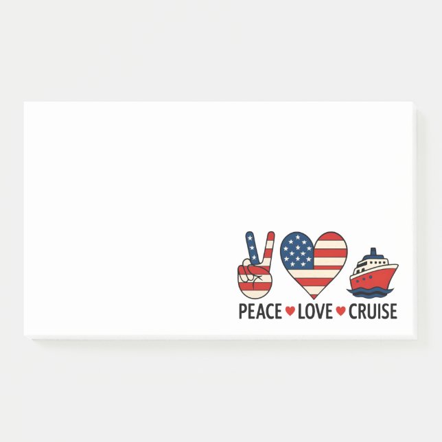 Peace Love Cruise USA Vacation Vibes Post-it Notes (Front)
