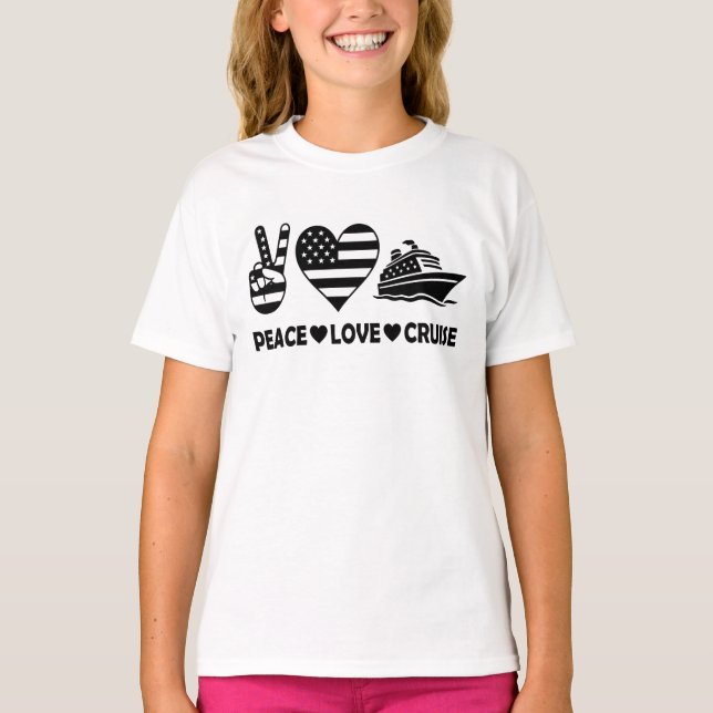 Peace Love Cruise USA Vacation Vibes T-Shirt (Front)